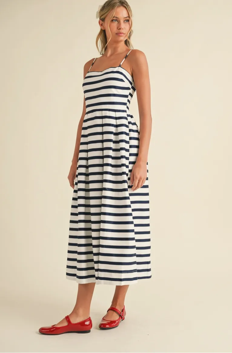 Navy & White Striped Dress