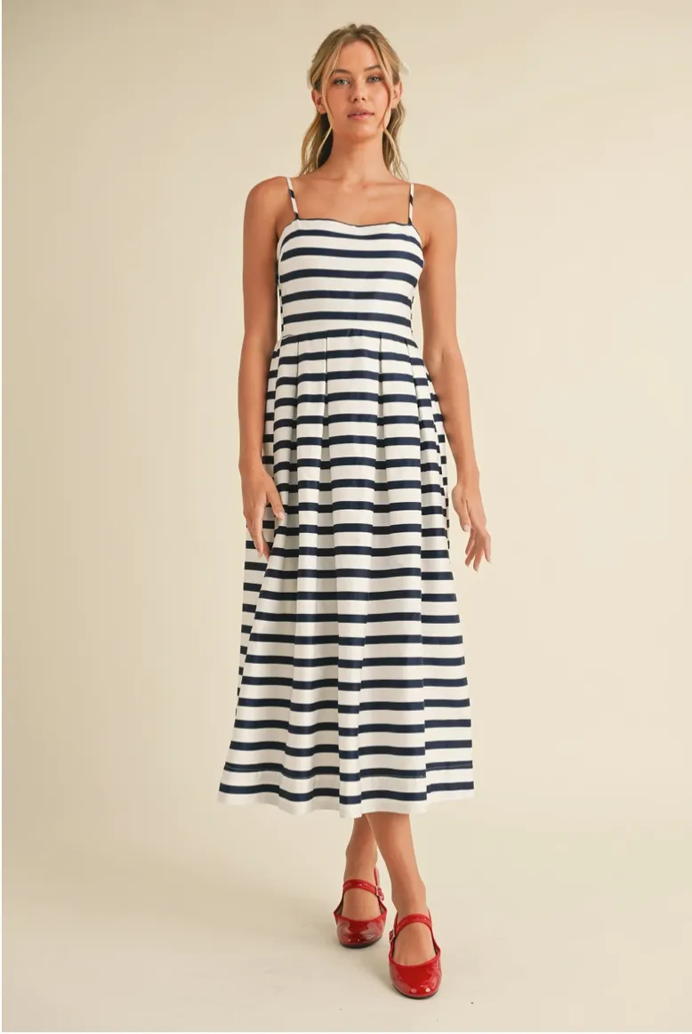 Navy & White Striped Dress