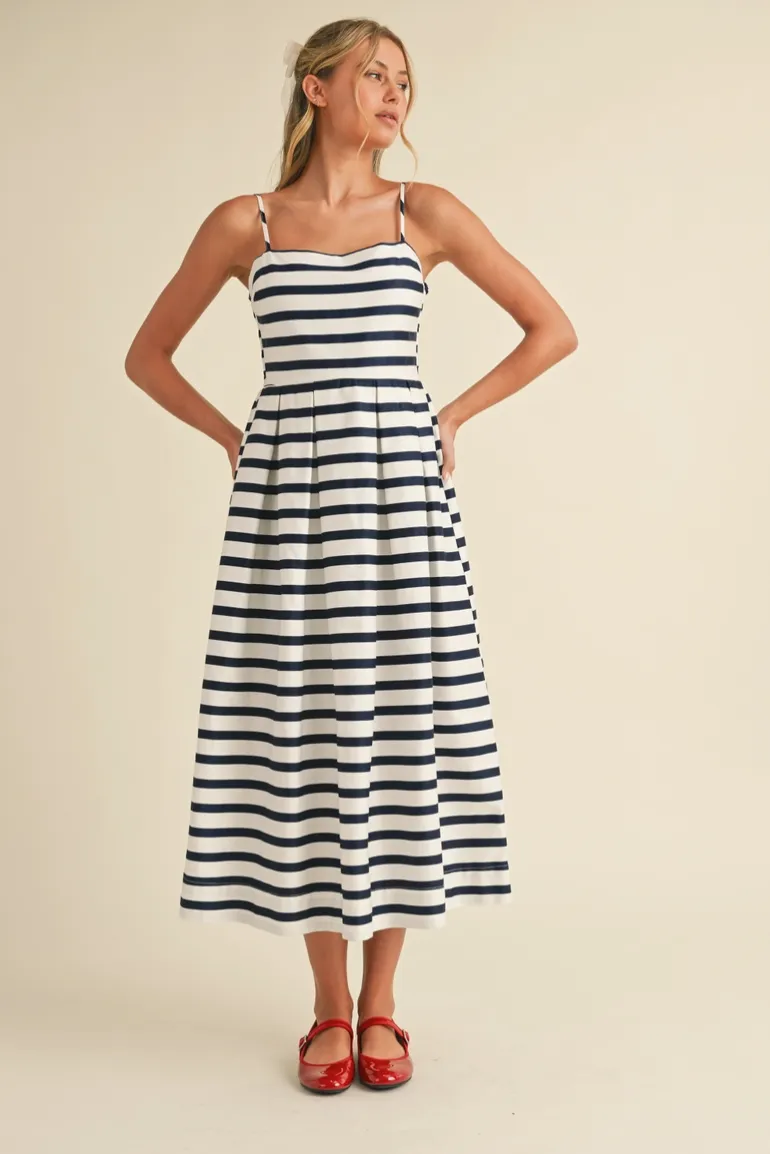 Navy & White Striped Dress