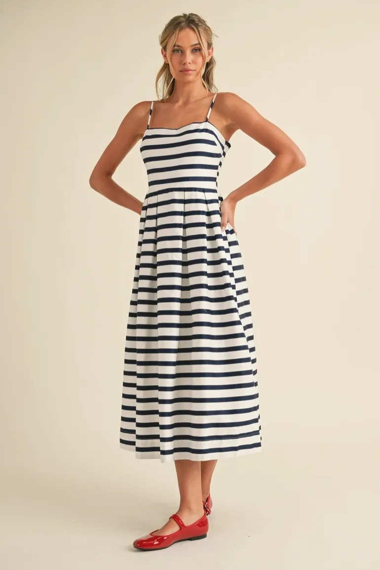 Navy & White Striped Dress