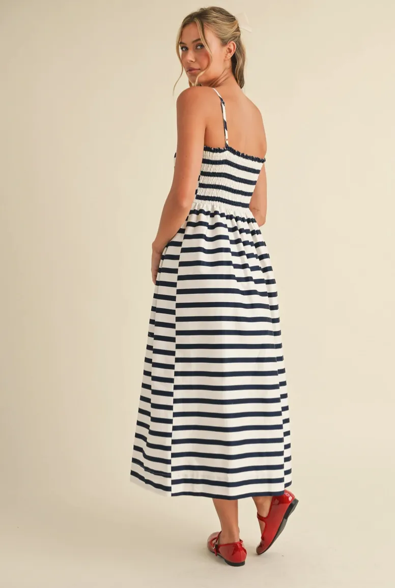 Navy & White Striped Dress