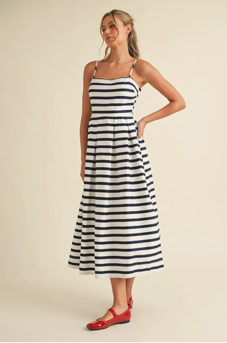 Navy & White Striped Dress