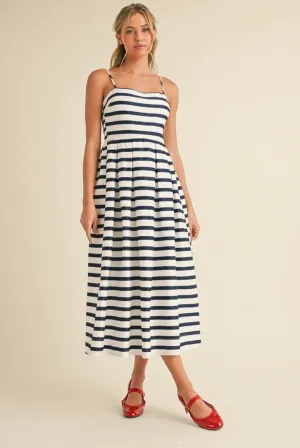 Navy & White Striped Dress