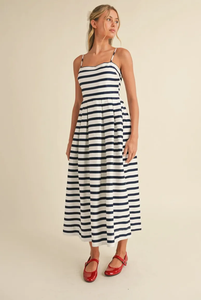 Navy & White Striped Dress
