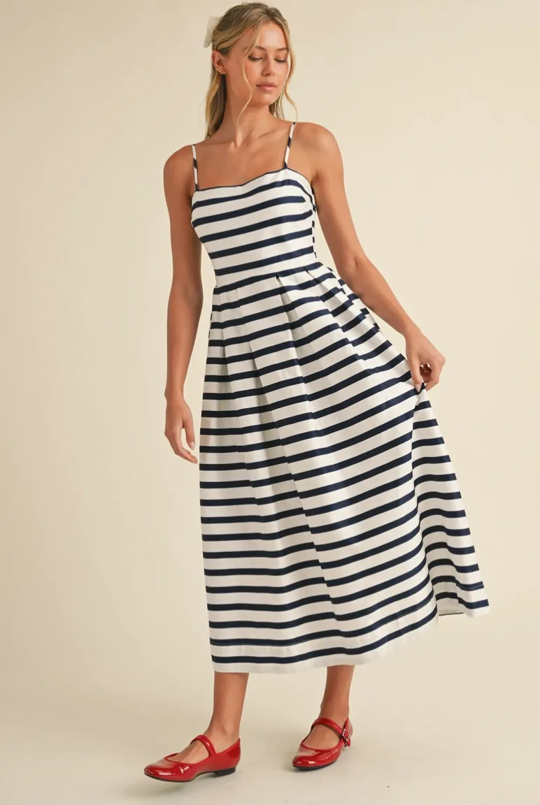 Navy & White Striped Dress