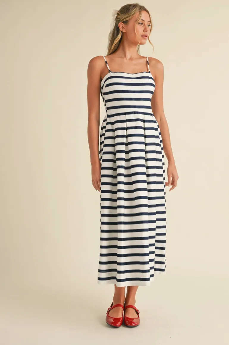 Navy & White Striped Dress