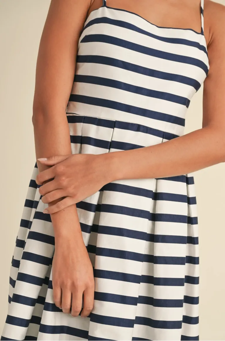 Navy & White Striped Dress