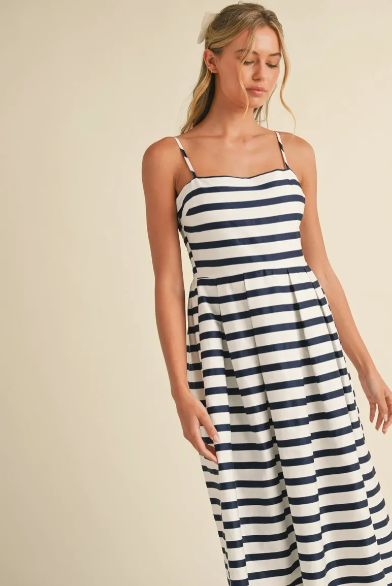 Navy & White Striped Dress