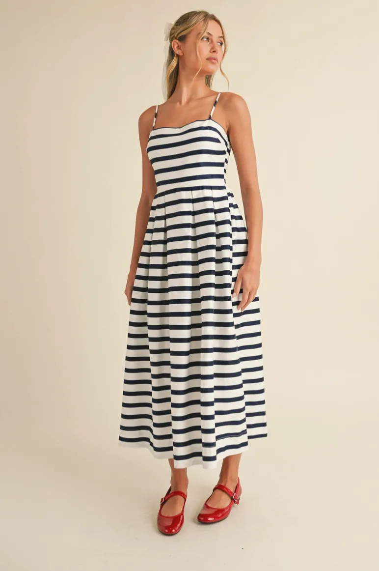 Navy & White Striped Dress