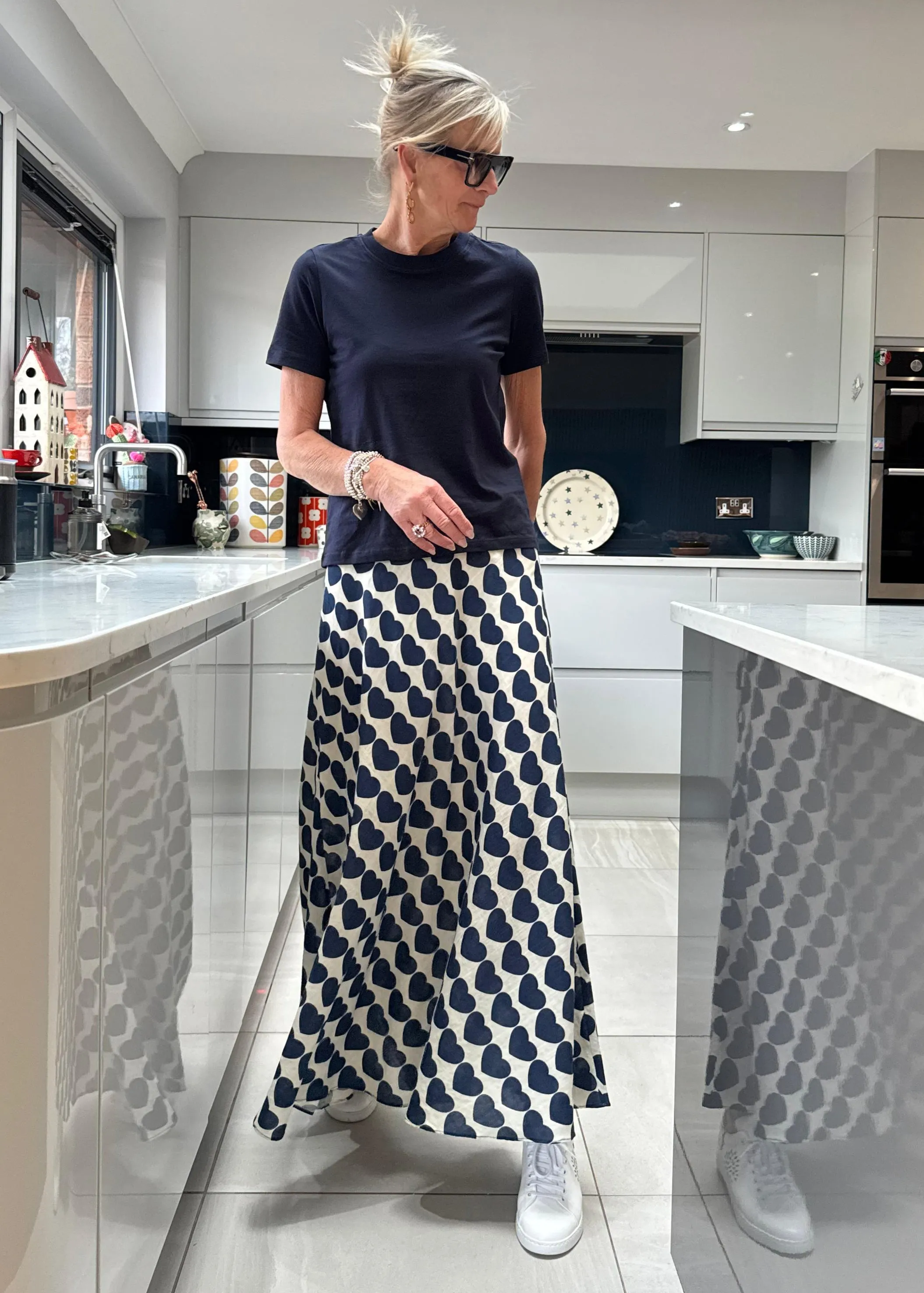 Navy Hearts Sade Skirt