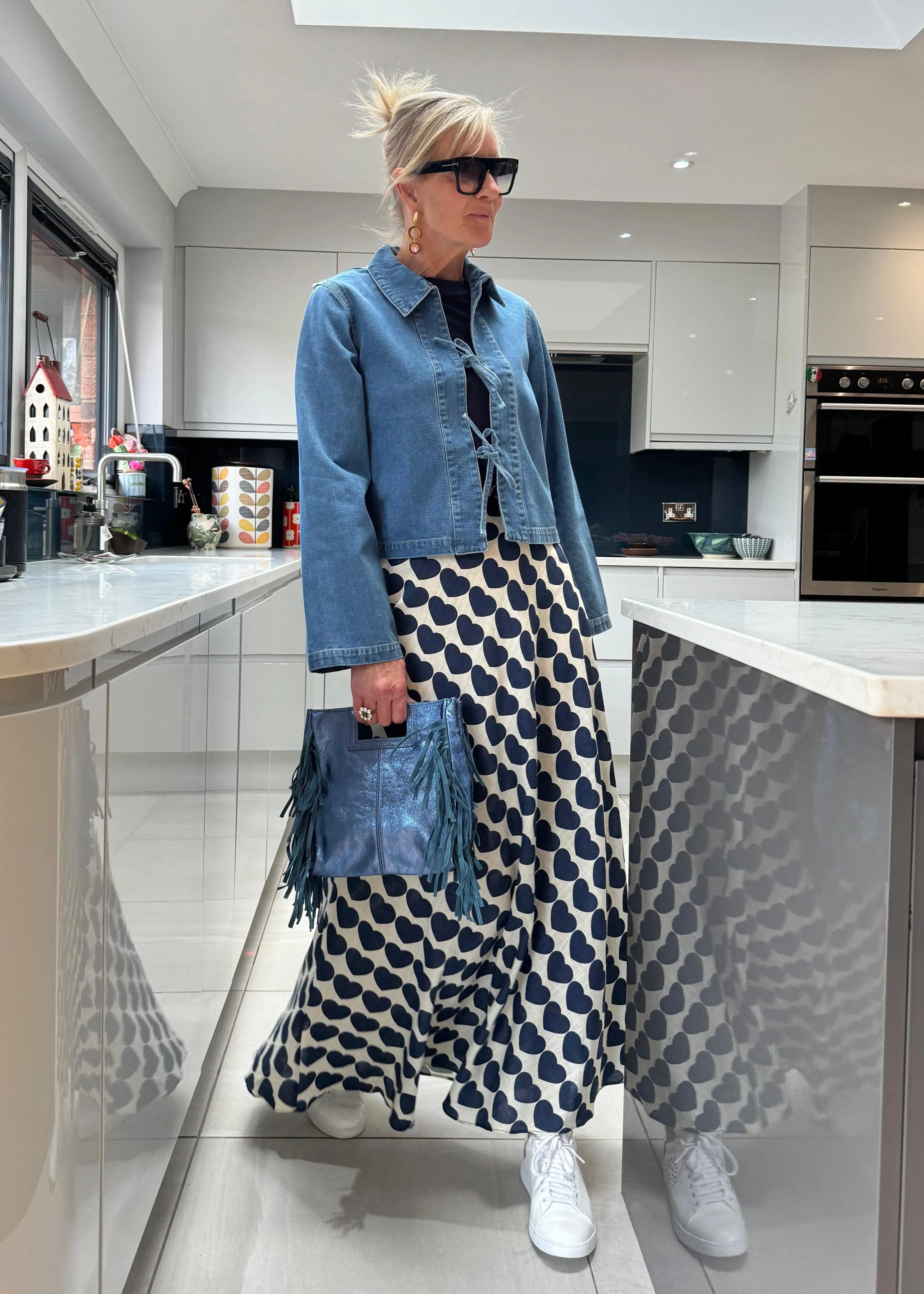 Navy Hearts Sade Skirt