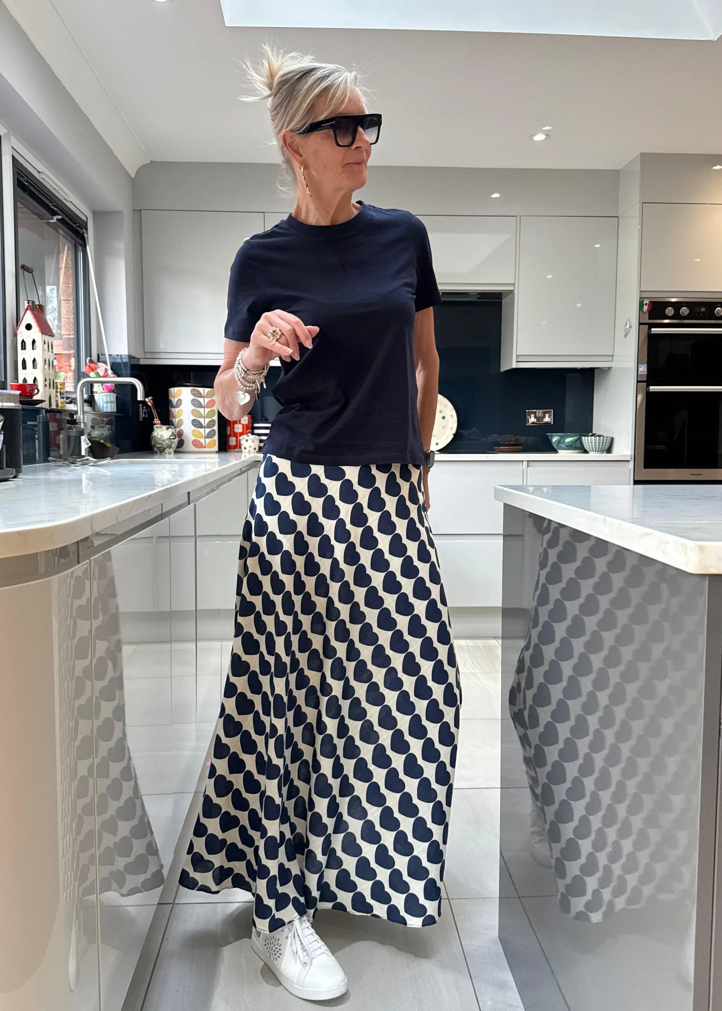 Navy Hearts Sade Skirt