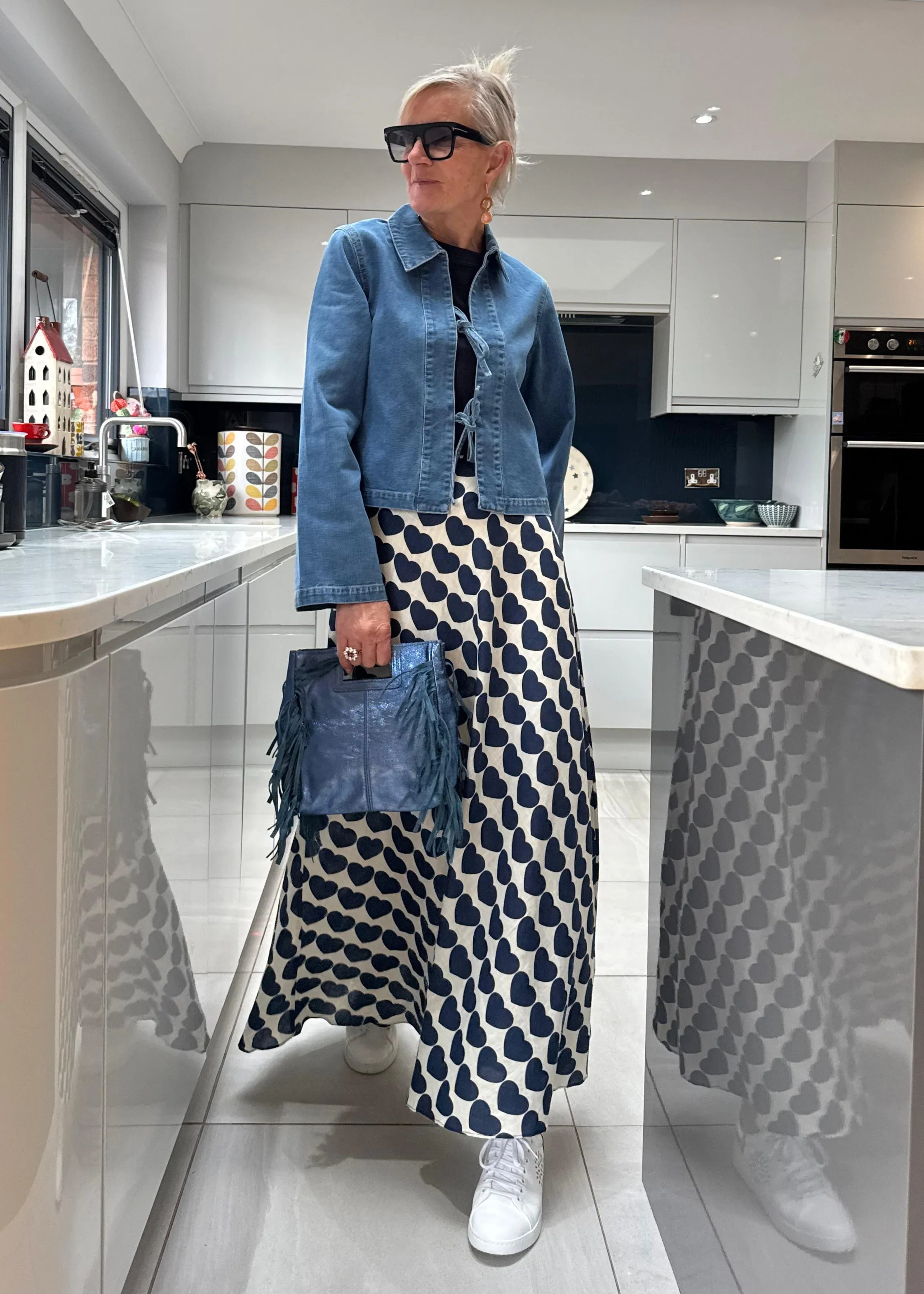 Navy Hearts Sade Skirt