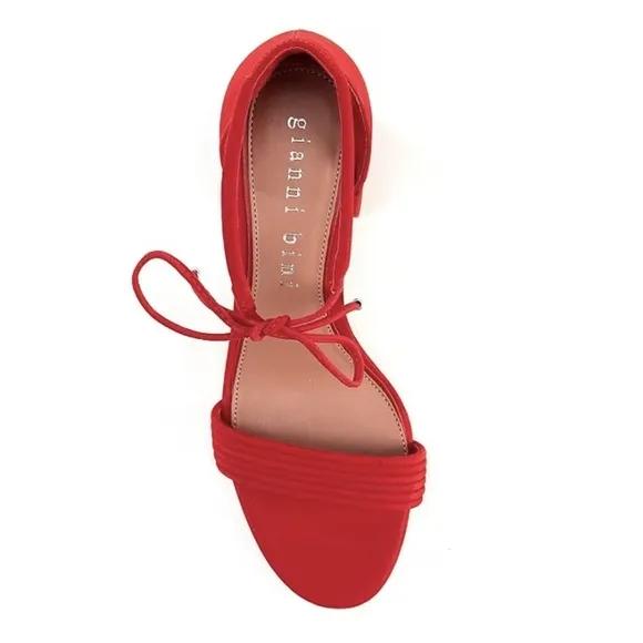 NEW Gianni Bini Rhiaann Suede Ankle Tie Block Heel Sandals in Santorini Red