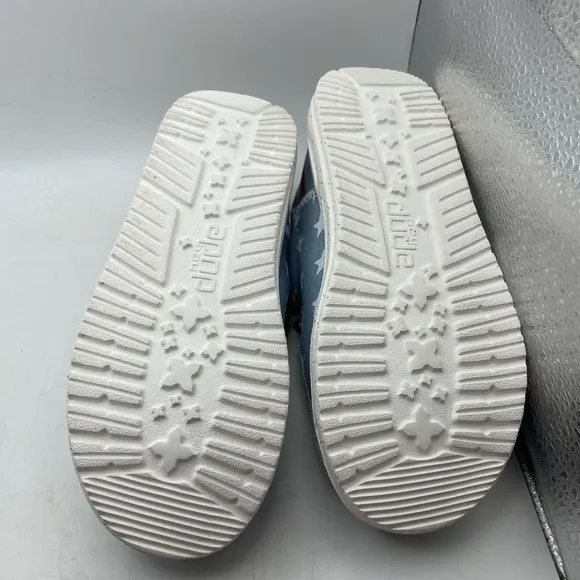 NEW! Hey Dude Wally Americana Denim Star boys loafers size 1Y