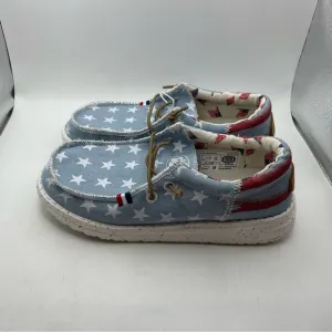 NEW! Hey Dude Wally Americana Denim Star boys loafers size 1Y
