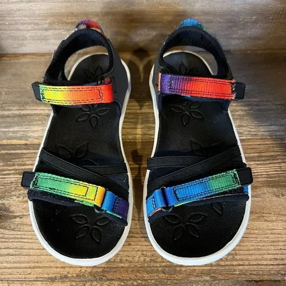 New Childrens Keen Black Rainbow Comfort Strappy Slingback Sandals Size 10‎ C