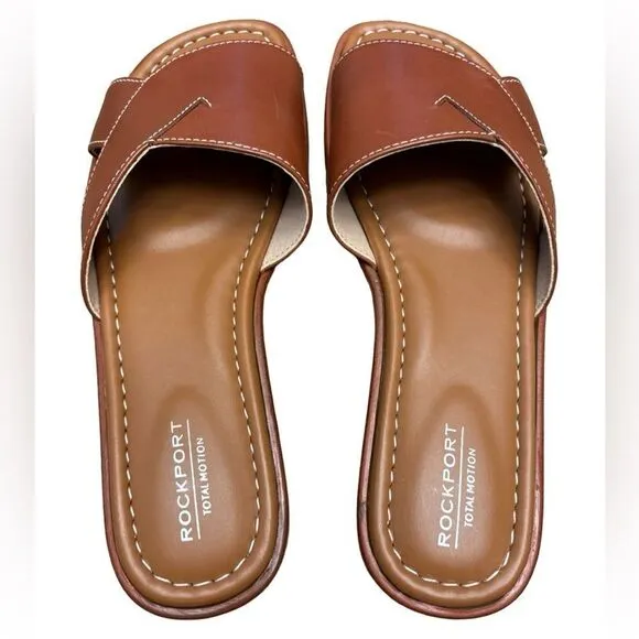 NIB WOMEN'S TOTAL MOTION ZADIE SLIDE SANDALS WOMEN'S SHOES IN SPICED RUM LEATHER