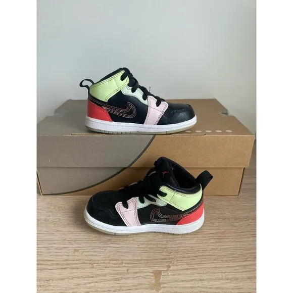 Nike Air Jordan 1 Mid Glow in Dark Toddler Sneakers AV5172-076 - SZ 8 C
