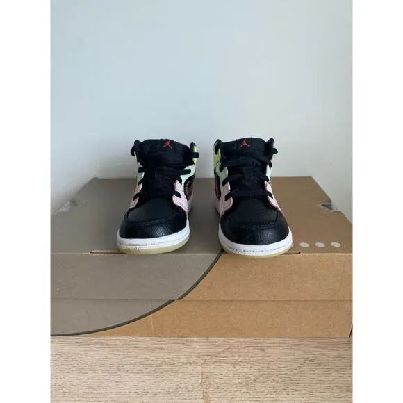 Nike Air Jordan 1 Mid Glow in Dark Toddler Sneakers AV5172-076 - SZ 8 C