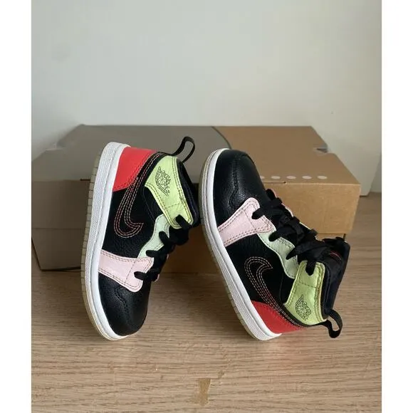 Nike Air Jordan 1 Mid Glow in Dark Toddler Sneakers AV5172-076 - SZ 8 C