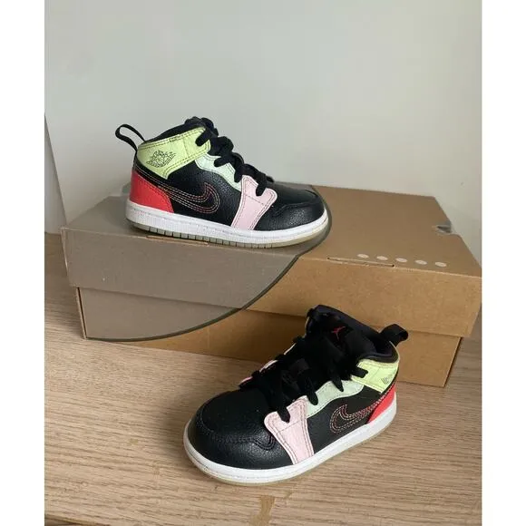 Nike Air Jordan 1 Mid Glow in Dark Toddler Sneakers AV5172-076 - SZ 8 C