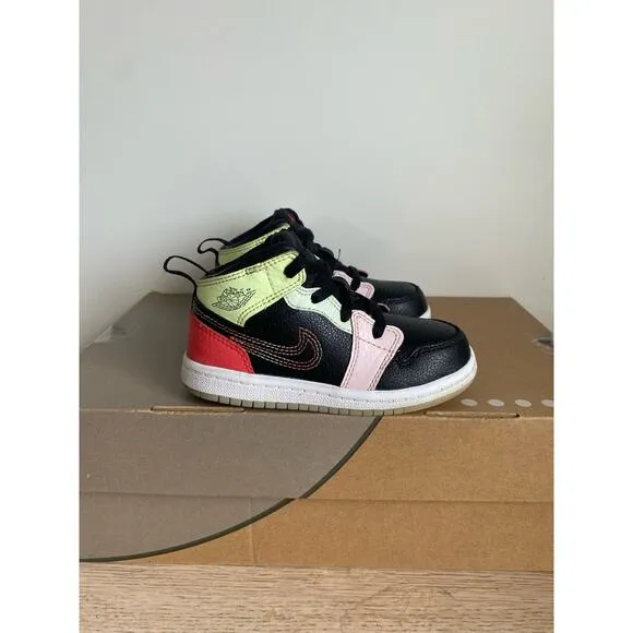 Nike Air Jordan 1 Mid Glow in Dark Toddler Sneakers AV5172-076 - SZ 8 C