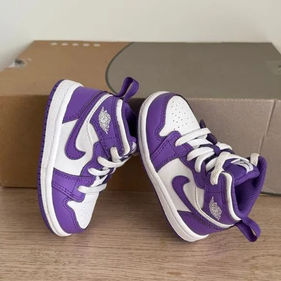 Nike Air Jordan 1 Mid ‘Purple Venom’ Toddler Sneakers - SZ 5 C