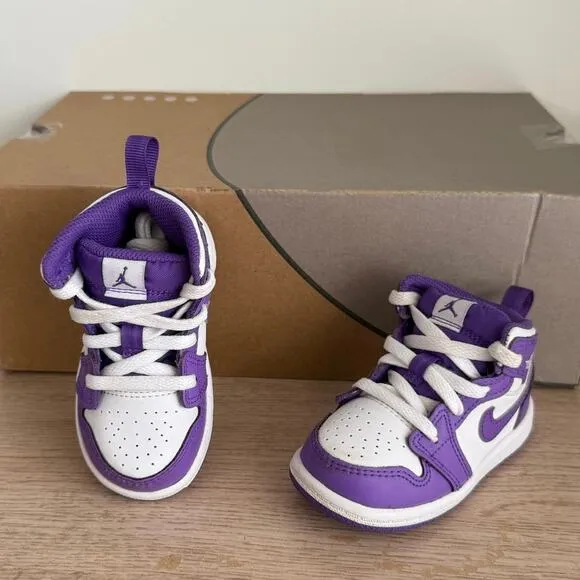 Nike Air Jordan 1 Mid ‘Purple Venom’ Toddler Sneakers - SZ 5 C