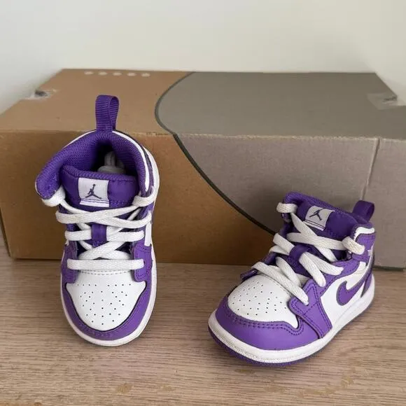 Nike Air Jordan 1 Mid ‘Purple Venom’ Toddler Sneakers - SZ 5 C