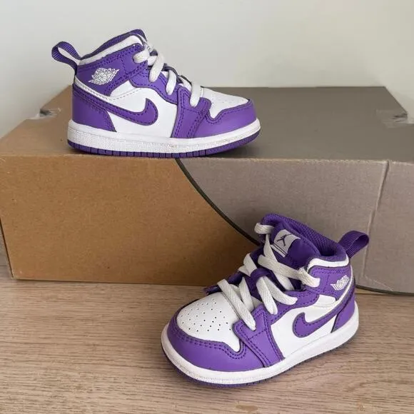 Nike Air Jordan 1 Mid ‘Purple Venom’ Toddler Sneakers - SZ 5 C