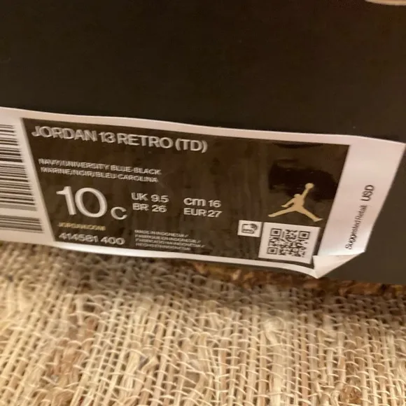 Nike AIR JORDAN 13 Size 10C BRAVE BLUE Black 414581-400 RETRO TD With Box