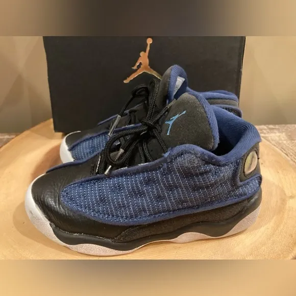 Nike AIR JORDAN 13 Size 10C BRAVE BLUE Black 414581-400 RETRO TD With Box