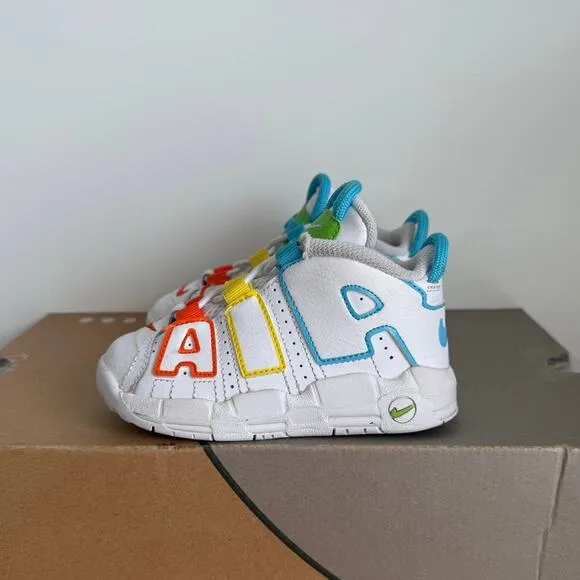 Nike Air More Uptempo Wht/ Blue/Yellow Toddler Sneakers -  SZ 8 C