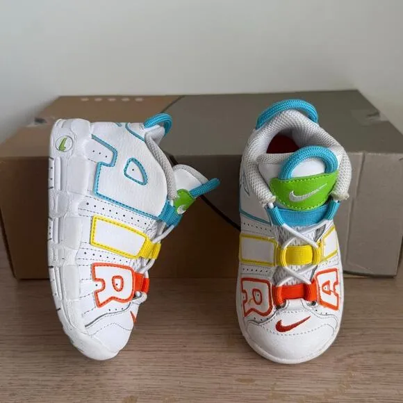 Nike Air More Uptempo Wht/ Blue/Yellow Toddler Sneakers -  SZ 8 C