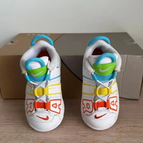 Nike Air More Uptempo Wht/ Blue/Yellow Toddler Sneakers -  SZ 8 C