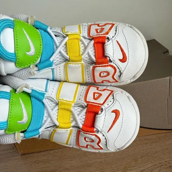 Nike Air More Uptempo Wht/ Blue/Yellow Toddler Sneakers -  SZ 8 C