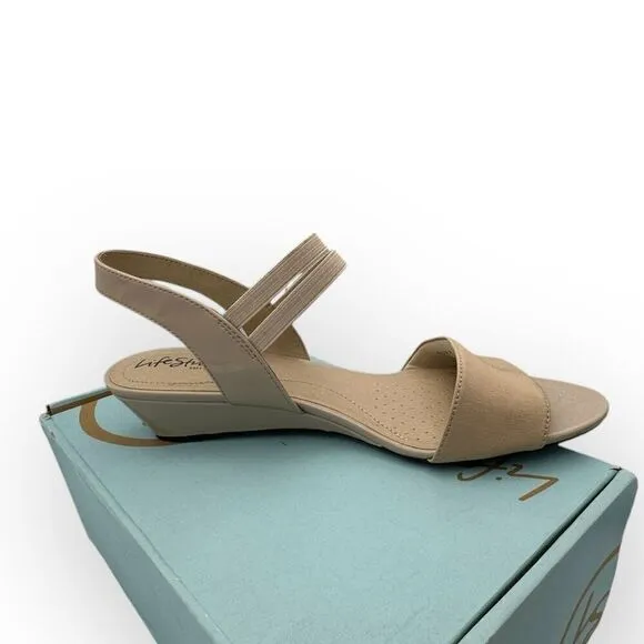 NWT LifeStride Womens Yolo Soft System Wedge Sandals Tender Taupe Size 11M