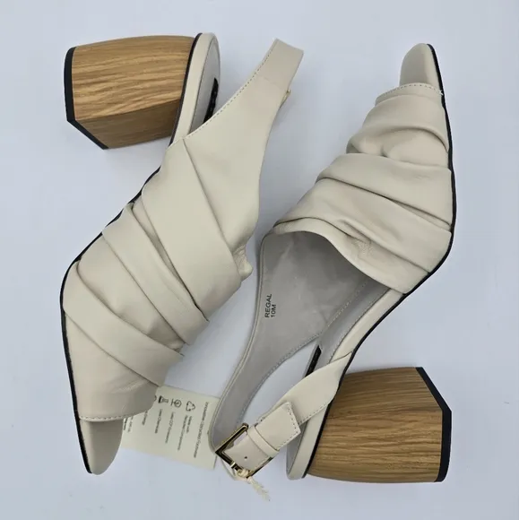 NWT Sanctuary Regal Heeled Leather Sandals, Bone, 10M
