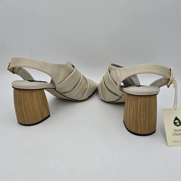 NWT Sanctuary Regal Heeled Leather Sandals, Bone, 10M