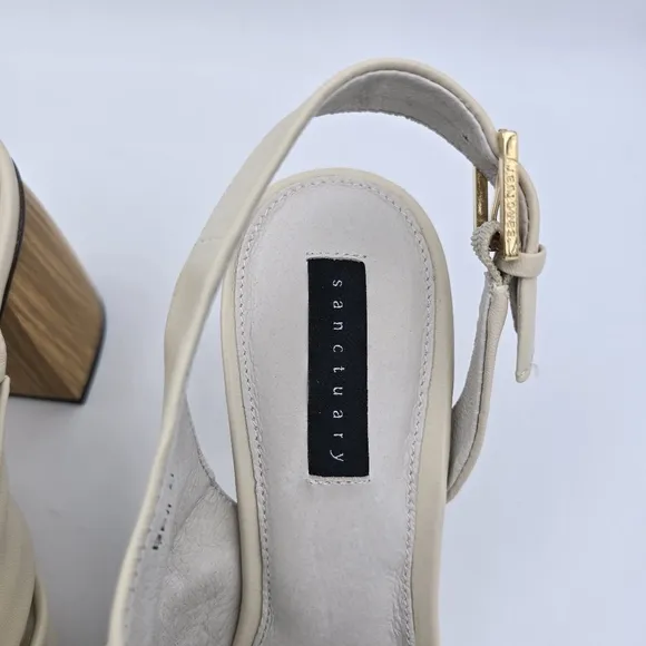 NWT Sanctuary Regal Heeled Leather Sandals, Bone, 10M