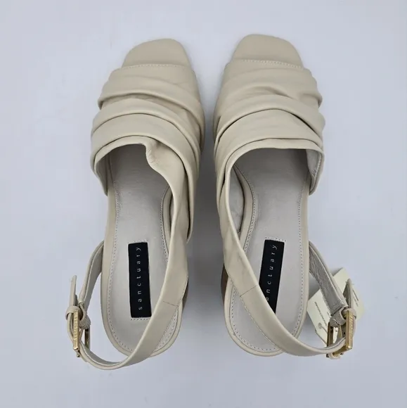 NWT Sanctuary Regal Heeled Leather Sandals, Bone, 10M