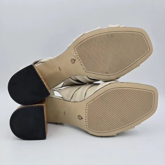 NWT Sanctuary Regal Heeled Leather Sandals, Bone, 10M