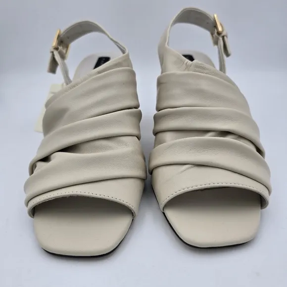 NWT Sanctuary Regal Heeled Leather Sandals, Bone, 10M