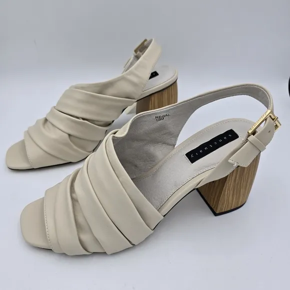 NWT Sanctuary Regal Heeled Leather Sandals, Bone, 10M