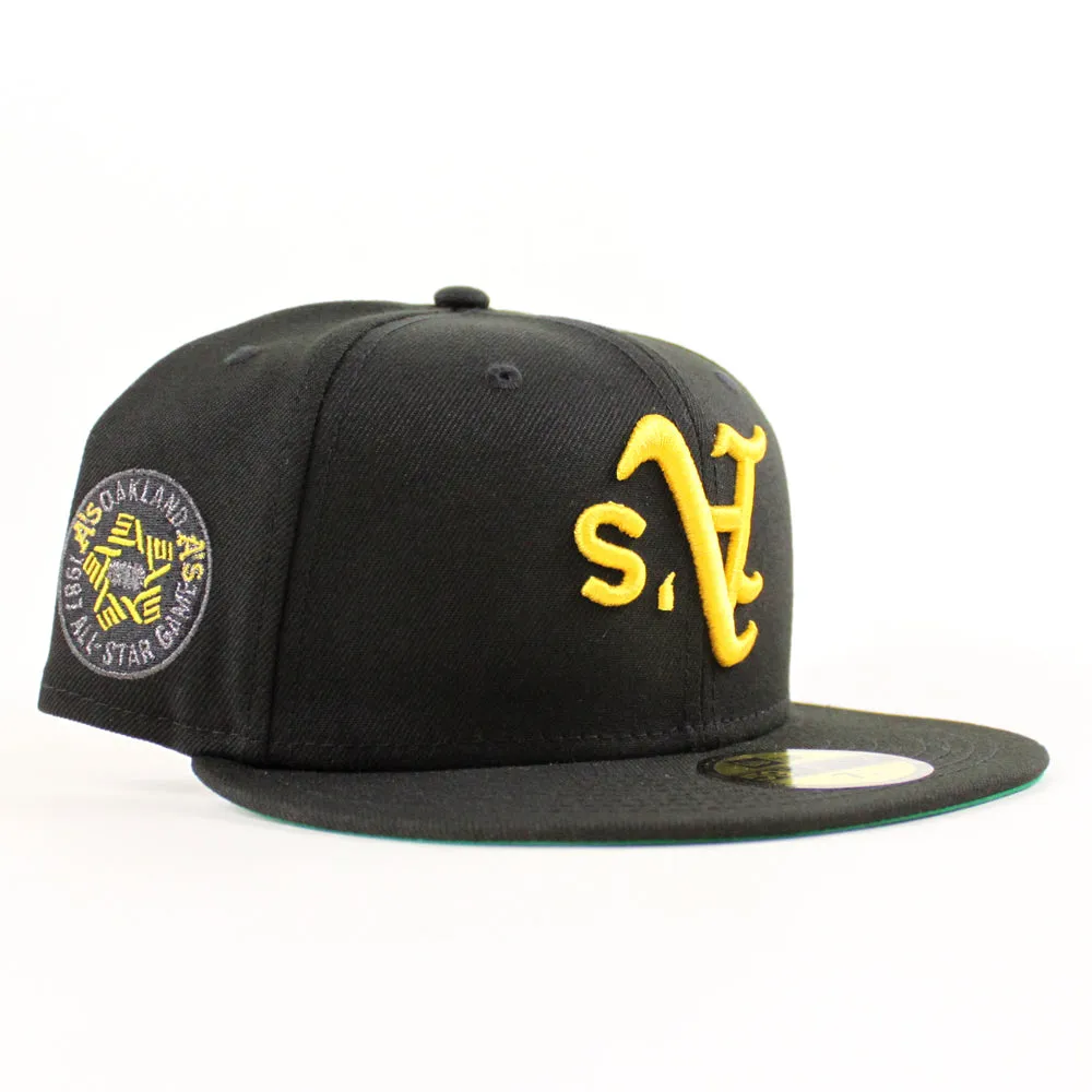 Oakland Athletics 1987 All Star Game Era 59Fifty Fitted Hat (Black Green Under Brim)