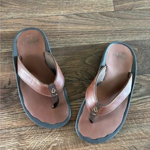 OLUKAI LEATHER OHANA MENS SANDALS