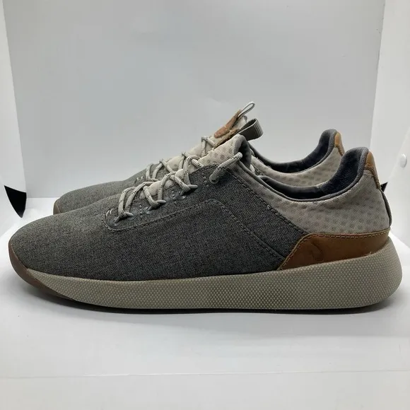 Olukai Mens Nanea Li Mens 9.5 Gray Canvas Weather Resistant Casual Sneakers Shoe