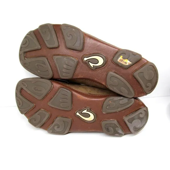 Olukai Moloa Mens Brown Leather Loafers Size US 8.5 EUR 41.5