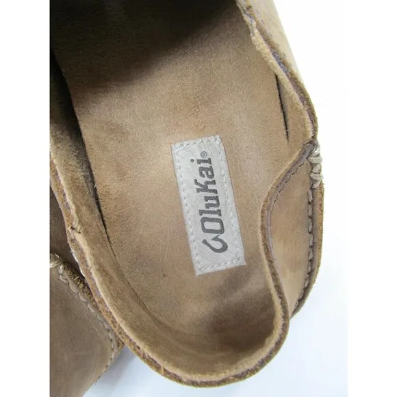 Olukai Moloa Mens Brown Leather Loafers Size US 8.5 EUR 41.5